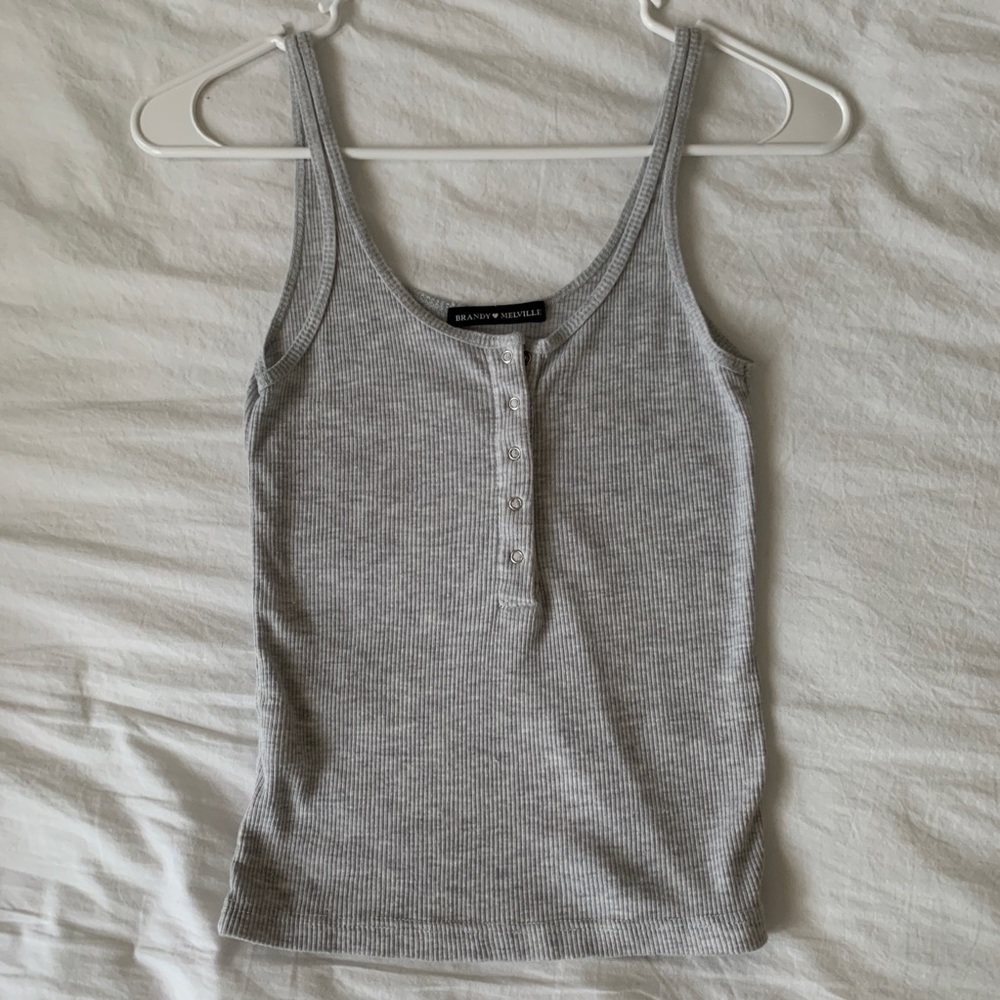brandy melville gray button tank top